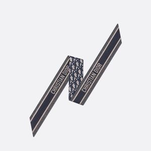 RARE 2015 Dior Oblique Mitzvah Navy Blue Silk Scarf